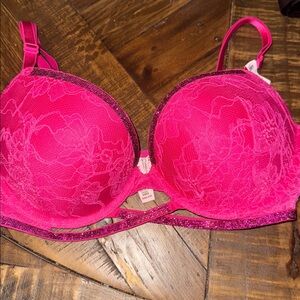 Vibrant Pink Lace Bra